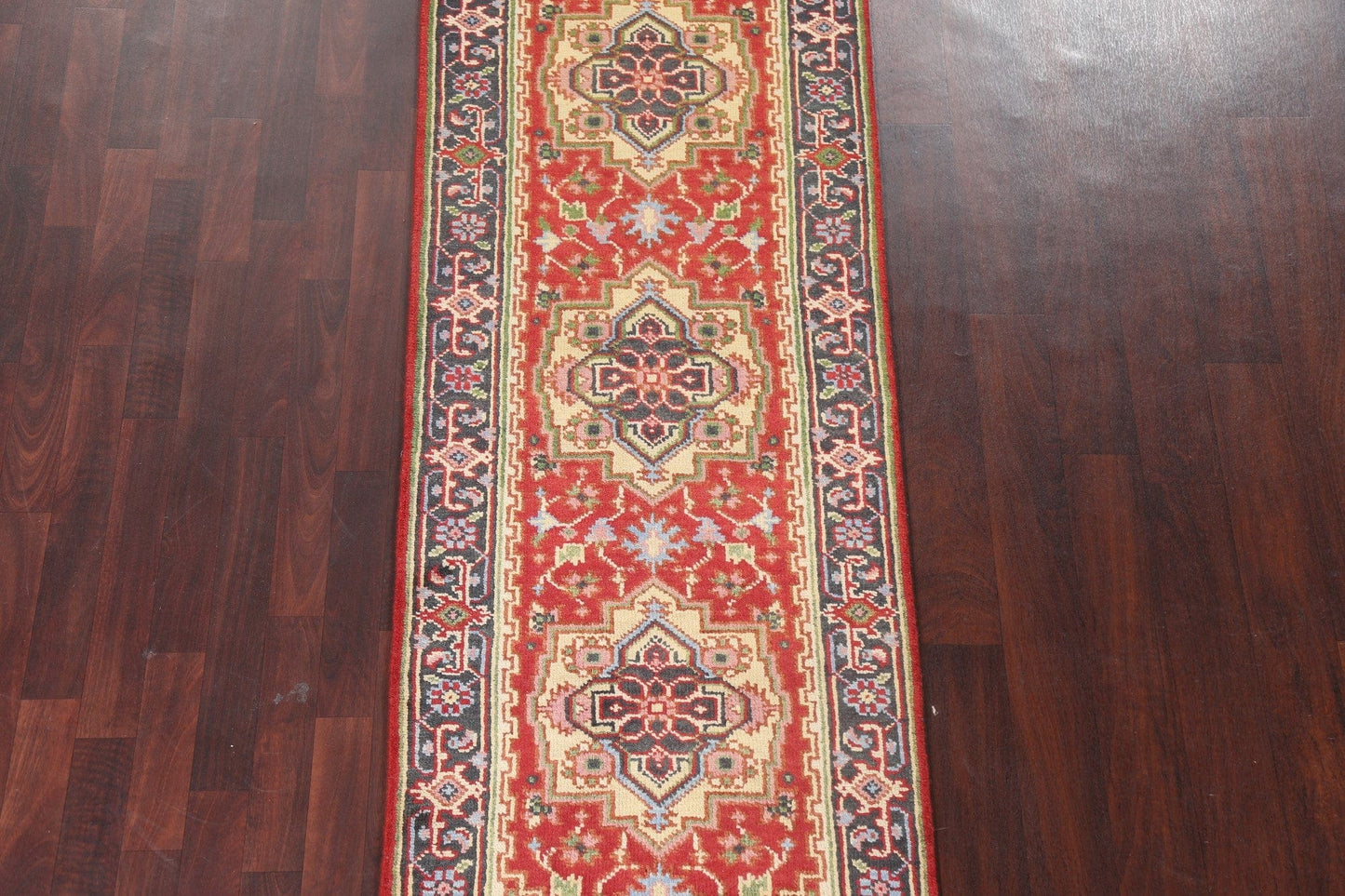 Handmade Wool Heriz Serapi Oriental Runner Rug 3x8