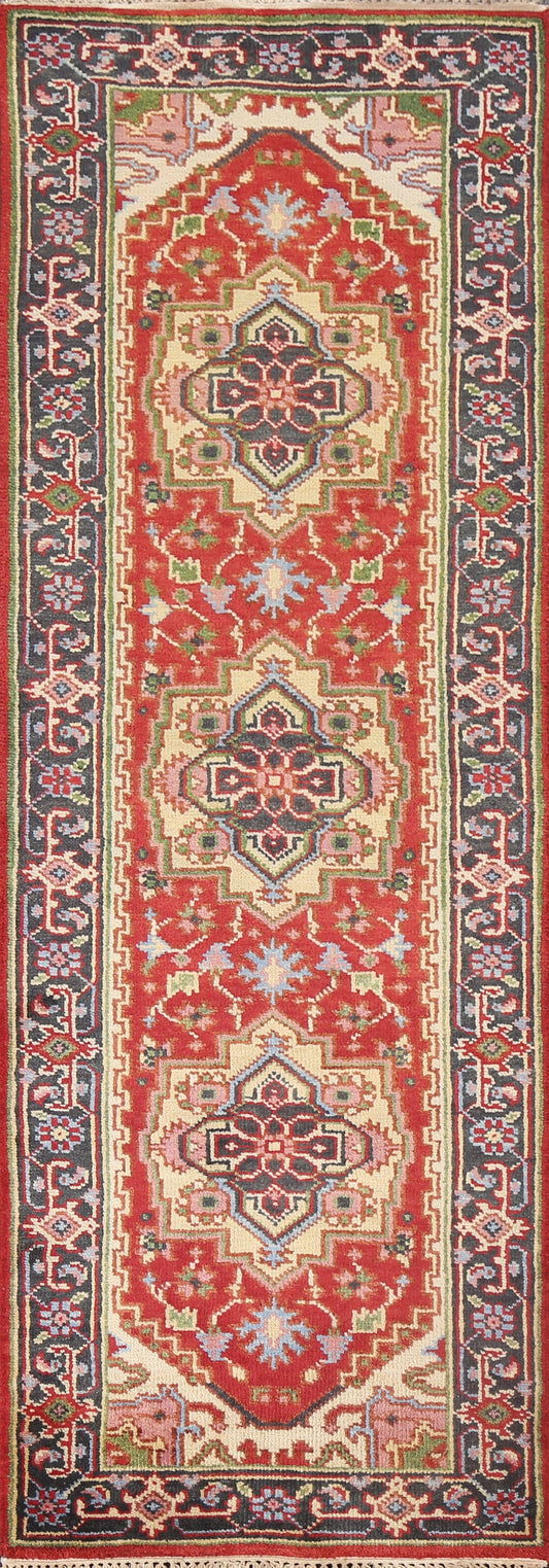 Handmade Wool Heriz Serapi Oriental Runner Rug 3x8