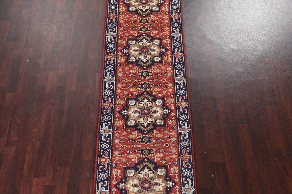 Red Geometric Heriz Serapi Oriental Runner Rug 3x10