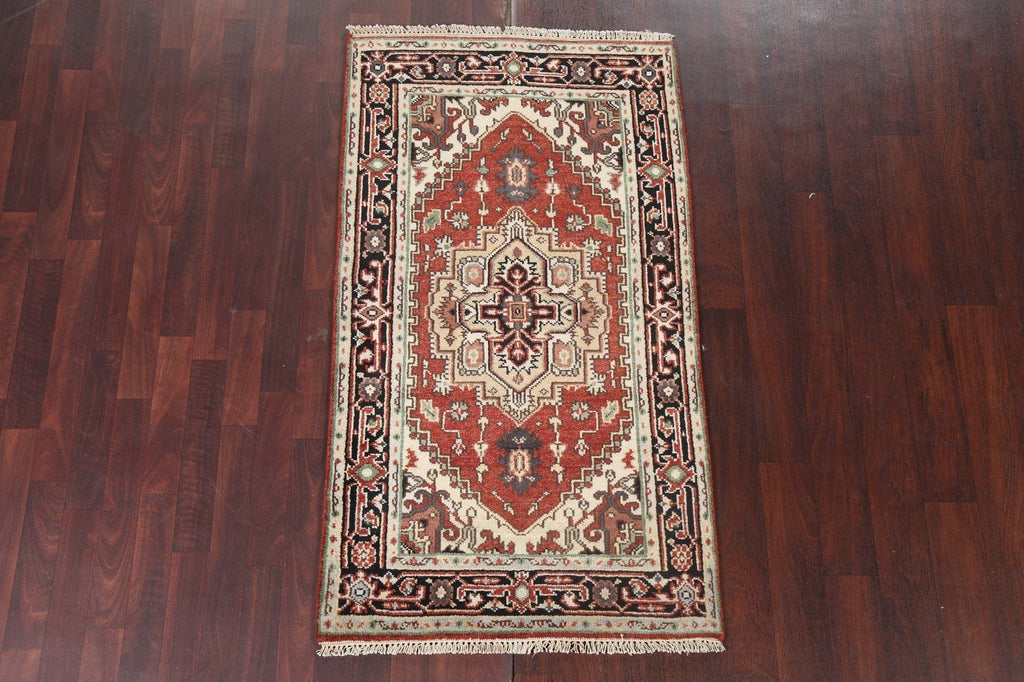 Red Geometric Heriz Serapi Oriental Handmade Rug 3x5