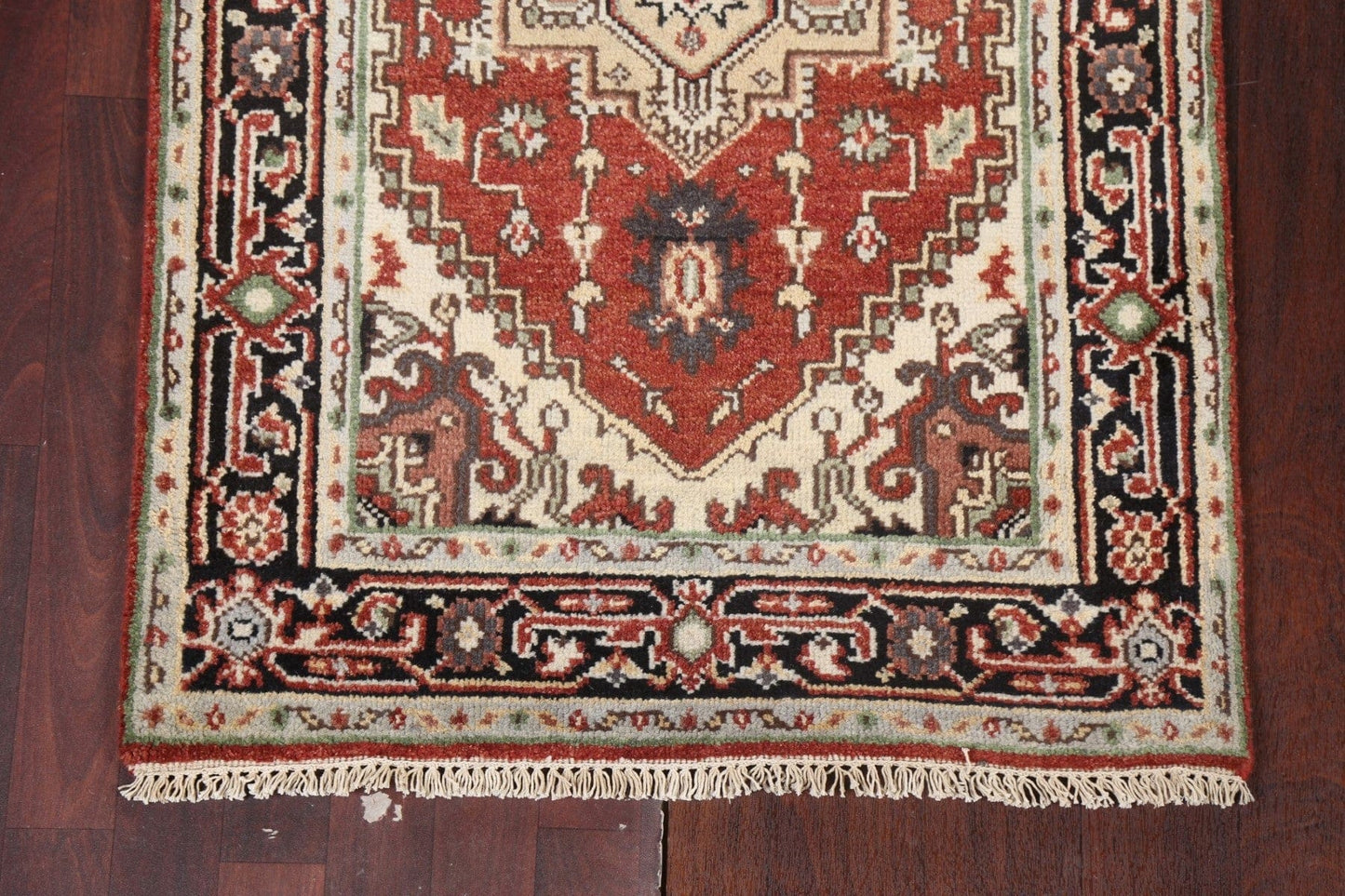 Red Geometric Heriz Serapi Oriental Handmade Rug 3x5