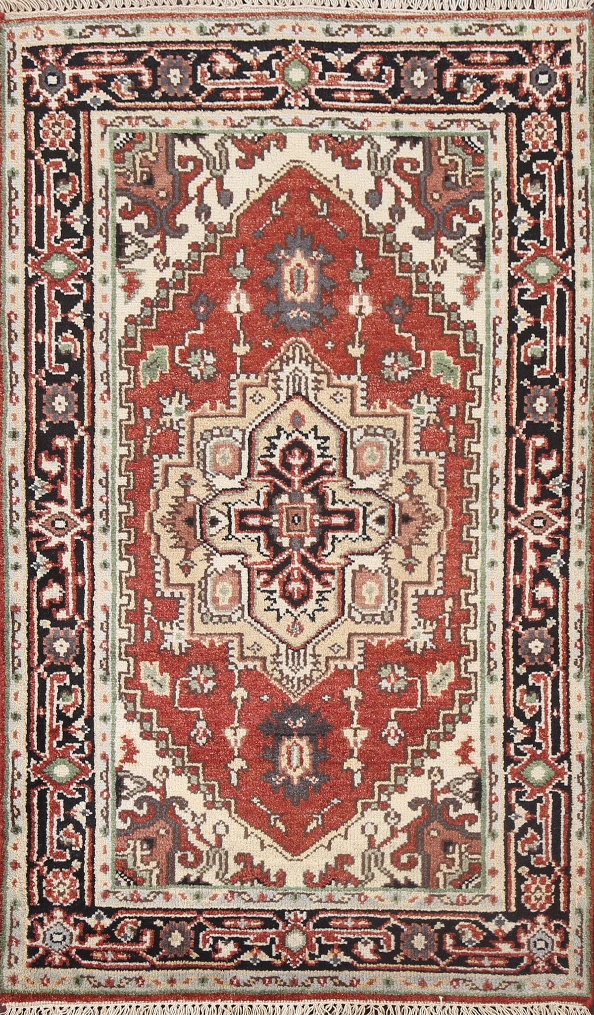 Red Geometric Heriz Serapi Oriental Handmade Rug 3x5