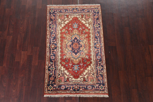 Red Wool Heriz Serapi Oriental Handmade Rug 3x5