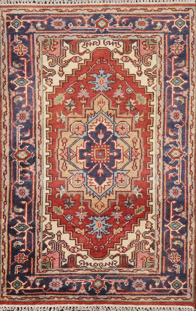 Red Wool Heriz Serapi Oriental Handmade Rug 3x5