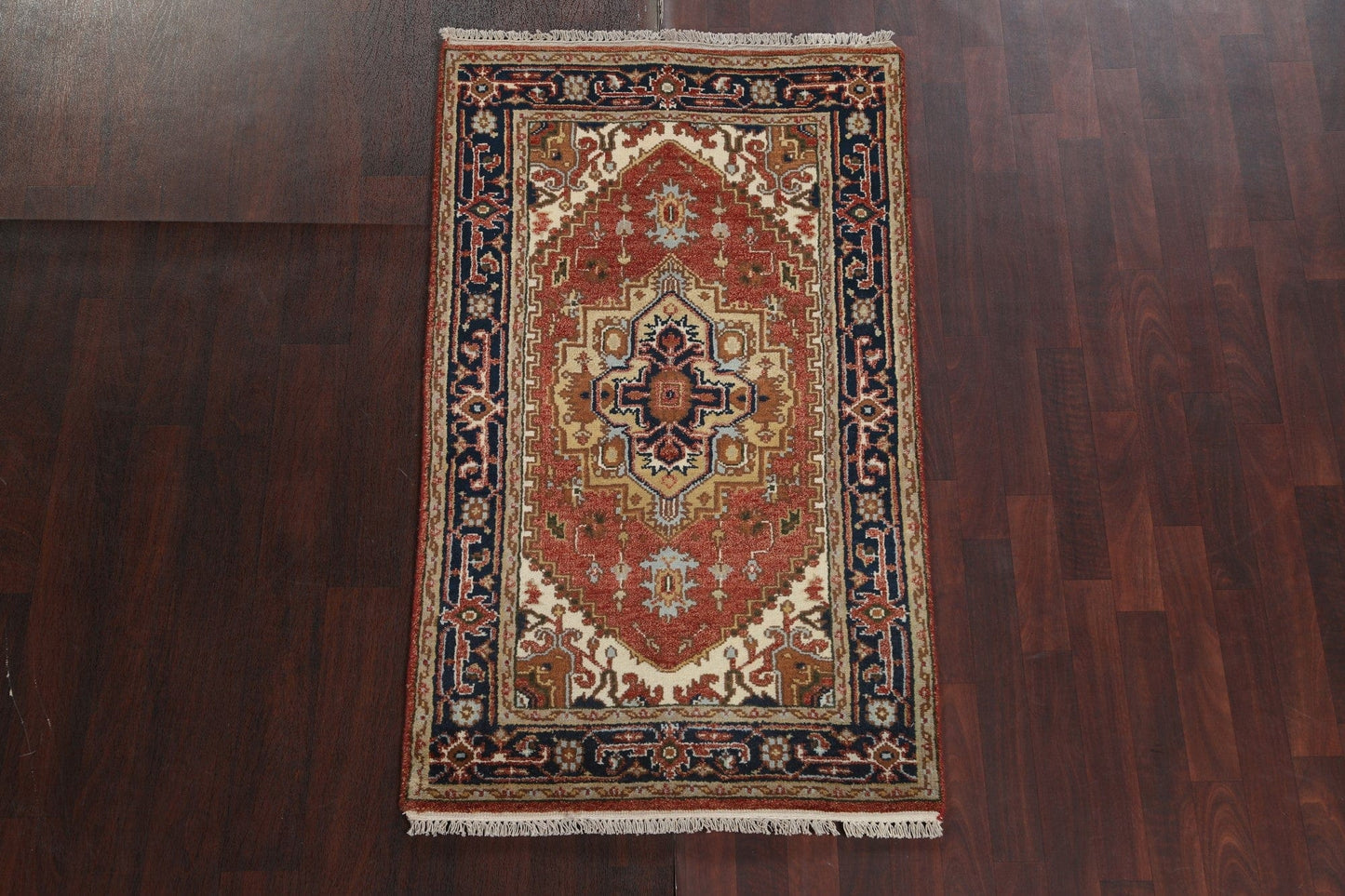 Hand-Knotted Heriz Serapi Oriental Wool Rug 3x5