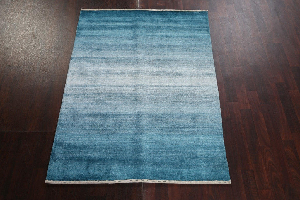 Contemporary Blue Gabbeh Oriental Wool Rug 4x5