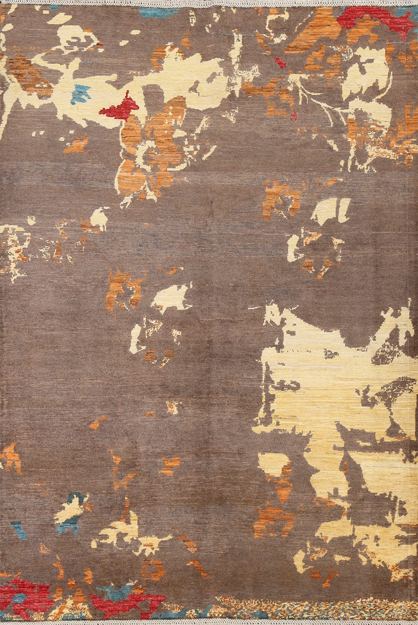 Brown Modern Abstract Oriental Area Rug 6x8