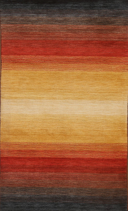 Contemporary Striped Gabbeh Oriental Wool Rug 3x6