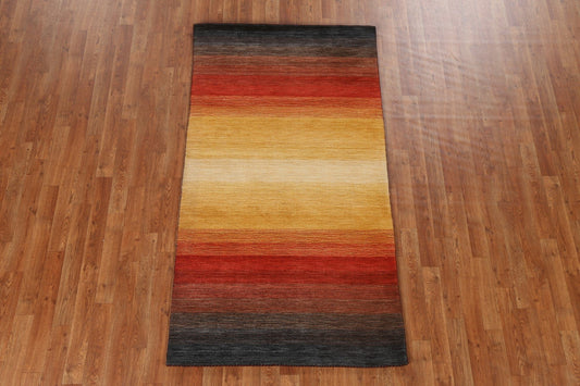 Contemporary Striped Gabbeh Oriental Wool Rug 3x6