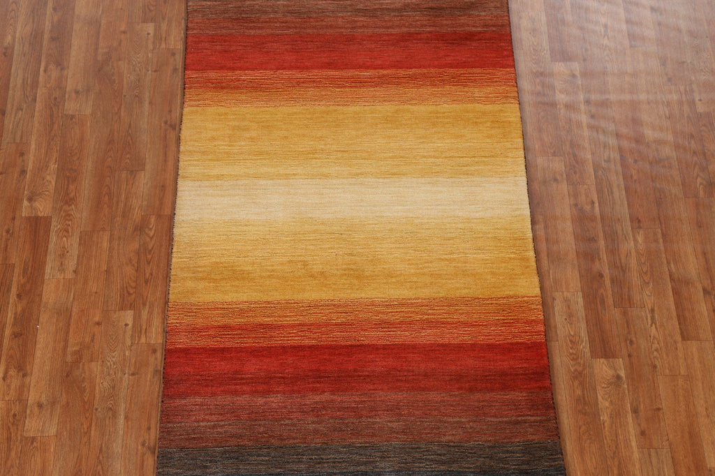 Contemporary Striped Gabbeh Oriental Wool Rug 3x6