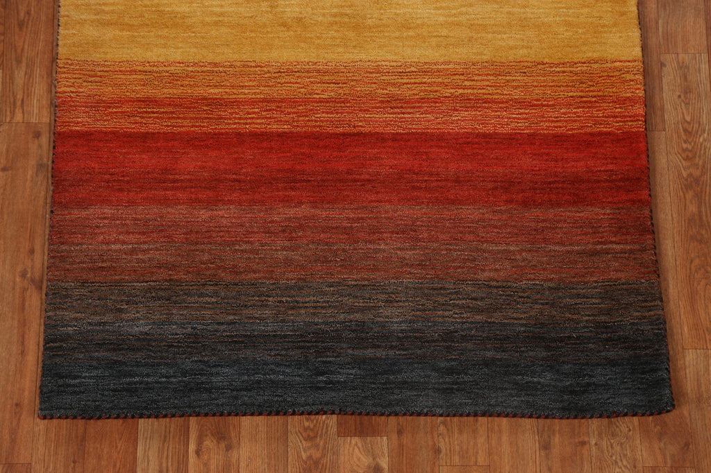 Contemporary Striped Gabbeh Oriental Wool Rug 3x6