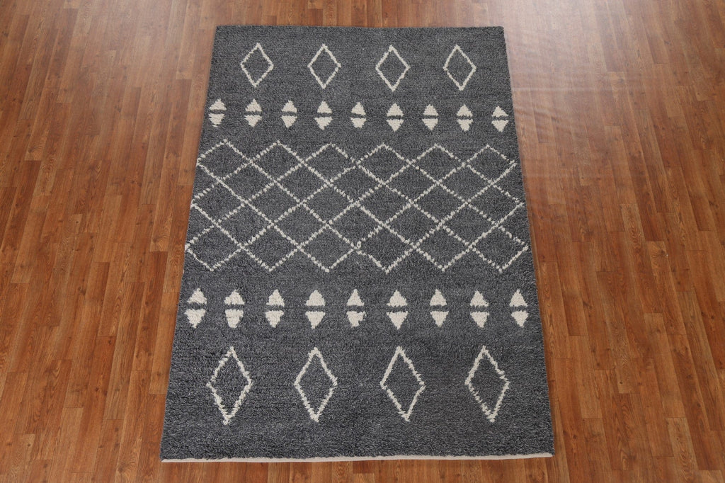 Geometric Wool Moroccan Oriental Area Rug 5x7