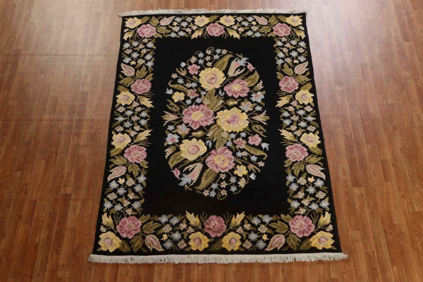 Vegetable Dye Aubusson Wool/ Silk Oriental Rug 6x8