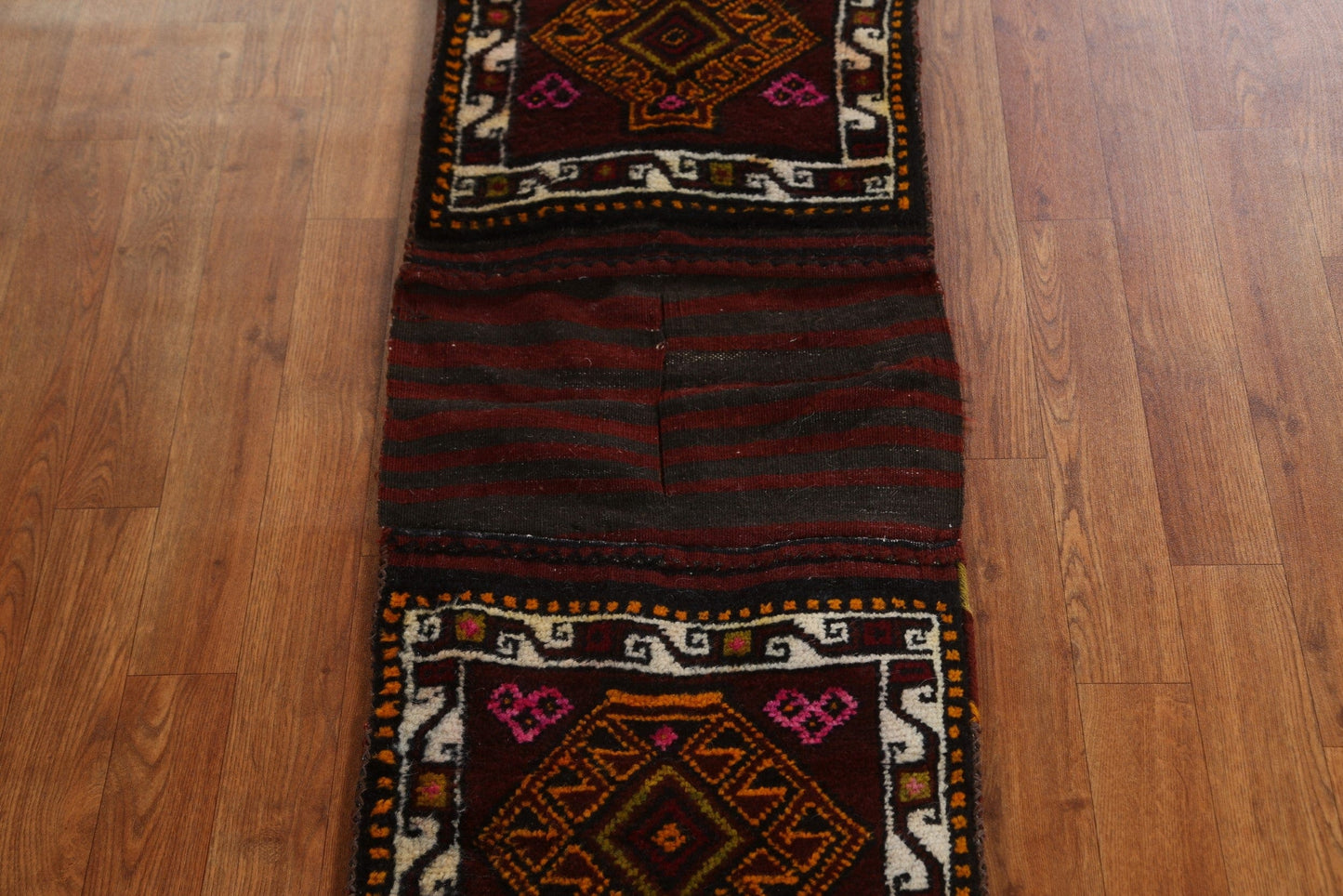 Vintage Wool Saddle Bag Handmade Turkish Rug 2x4