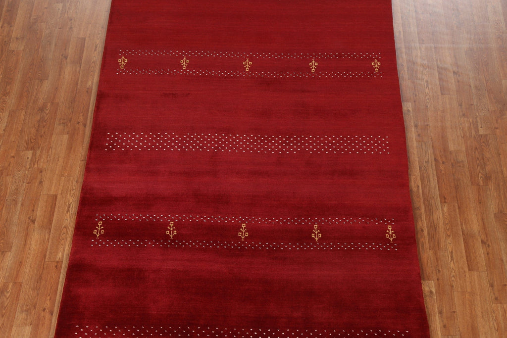 Red Wool Handmade Gabbeh Oriental Area Rug 6x8