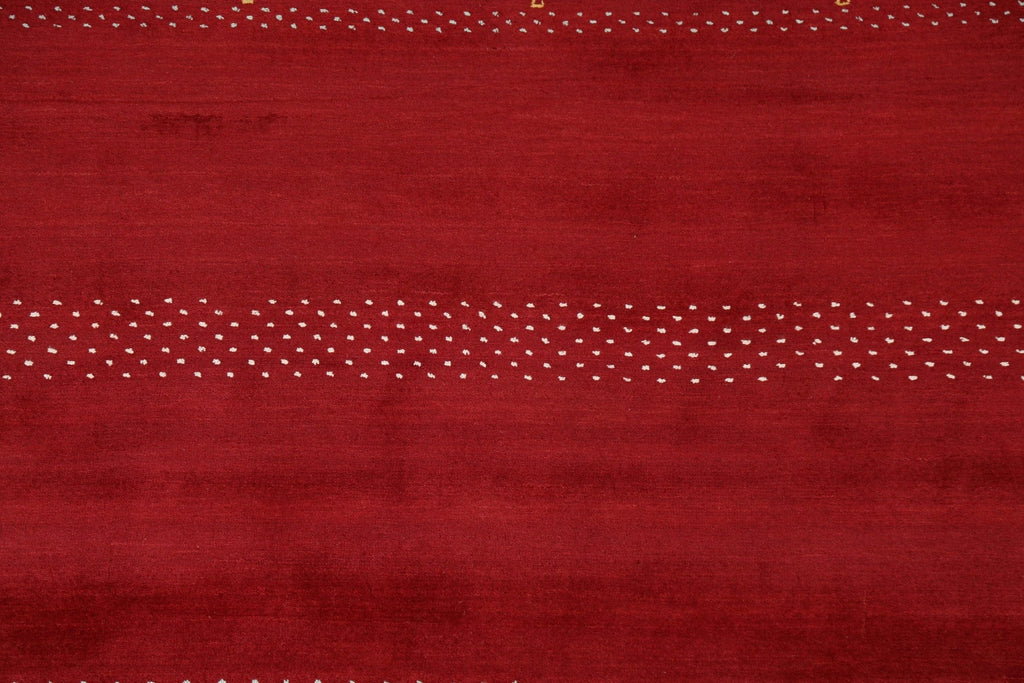 Red Wool Handmade Gabbeh Oriental Area Rug 6x8