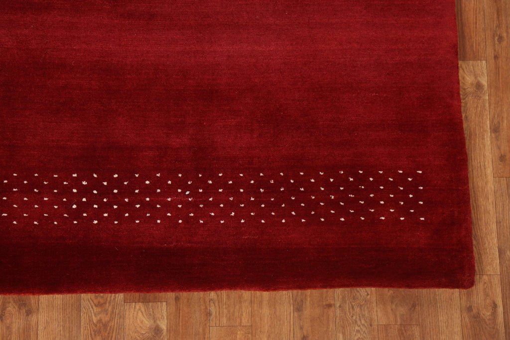 Red Wool Handmade Gabbeh Oriental Area Rug 6x8