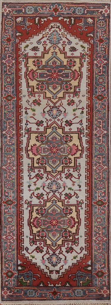 Handmade Heriz Serapi Oriental Runner Rug 3x8