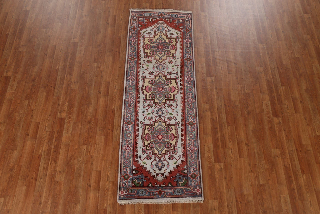 Handmade Heriz Serapi Oriental Runner Rug 3x8