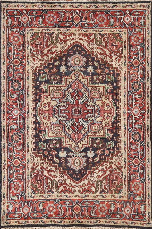 Geometric Wool Heriz Serapi Oriental Handmade Rug 4x6