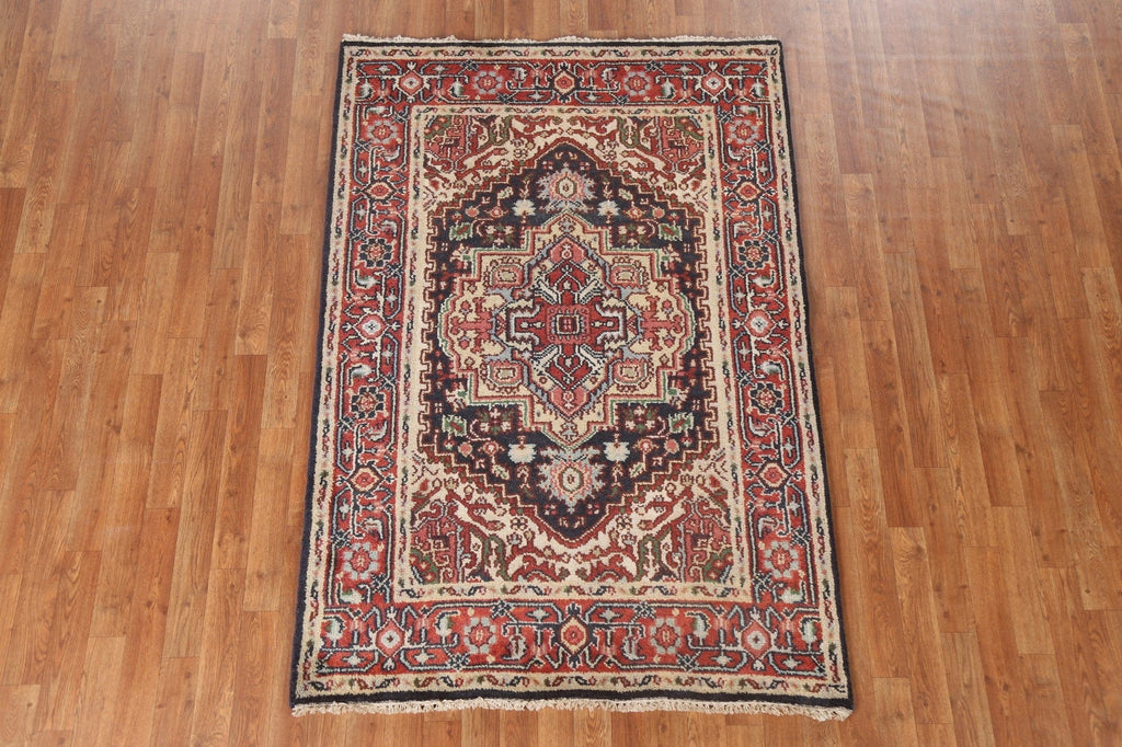 Geometric Wool Heriz Serapi Oriental Handmade Rug 4x6