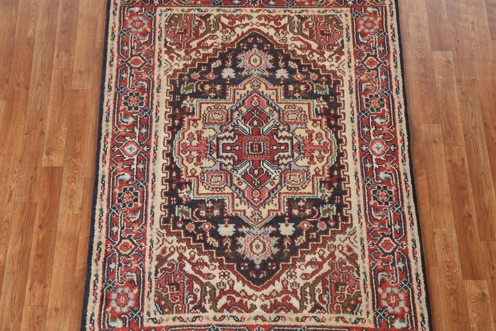 Geometric Wool Heriz Serapi Oriental Handmade Rug 4x6