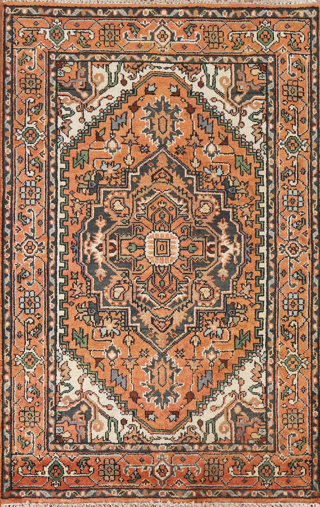 Hand-Knotted Wool Heriz Serapi Oriental Rug 4x6