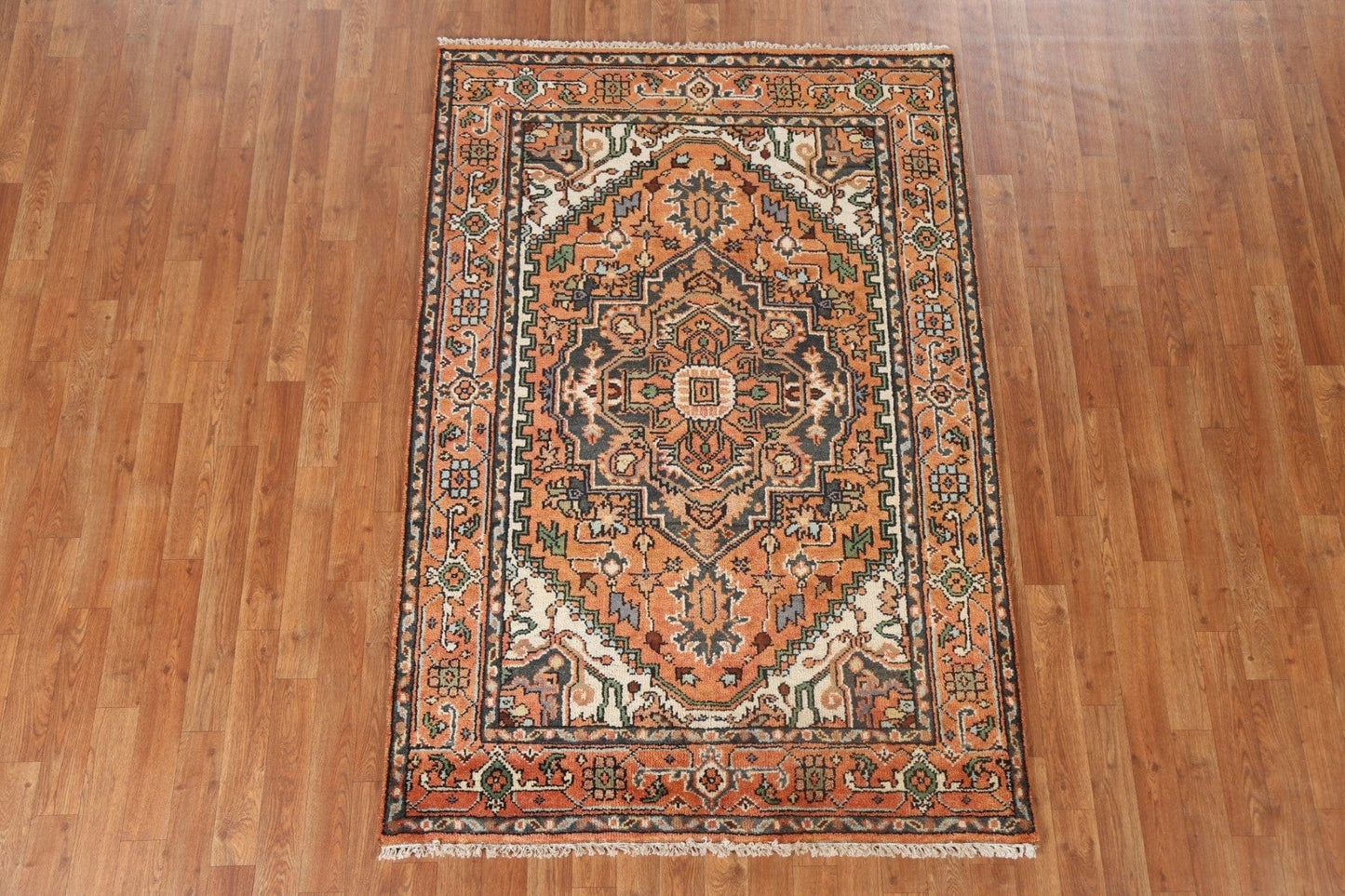 Hand-Knotted Wool Heriz Serapi Oriental Rug 4x6