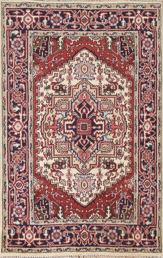 Hand-Knotted Wool Heriz Serapi Oriental Area Rug 4x6