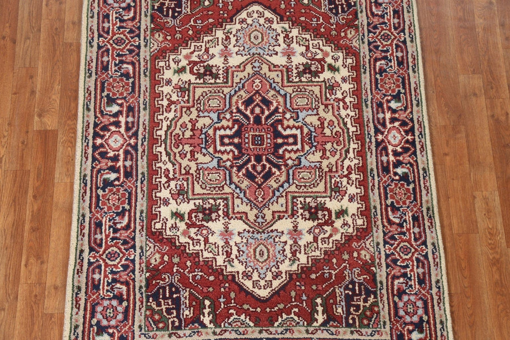 Hand-Knotted Wool Heriz Serapi Oriental Area Rug 4x6