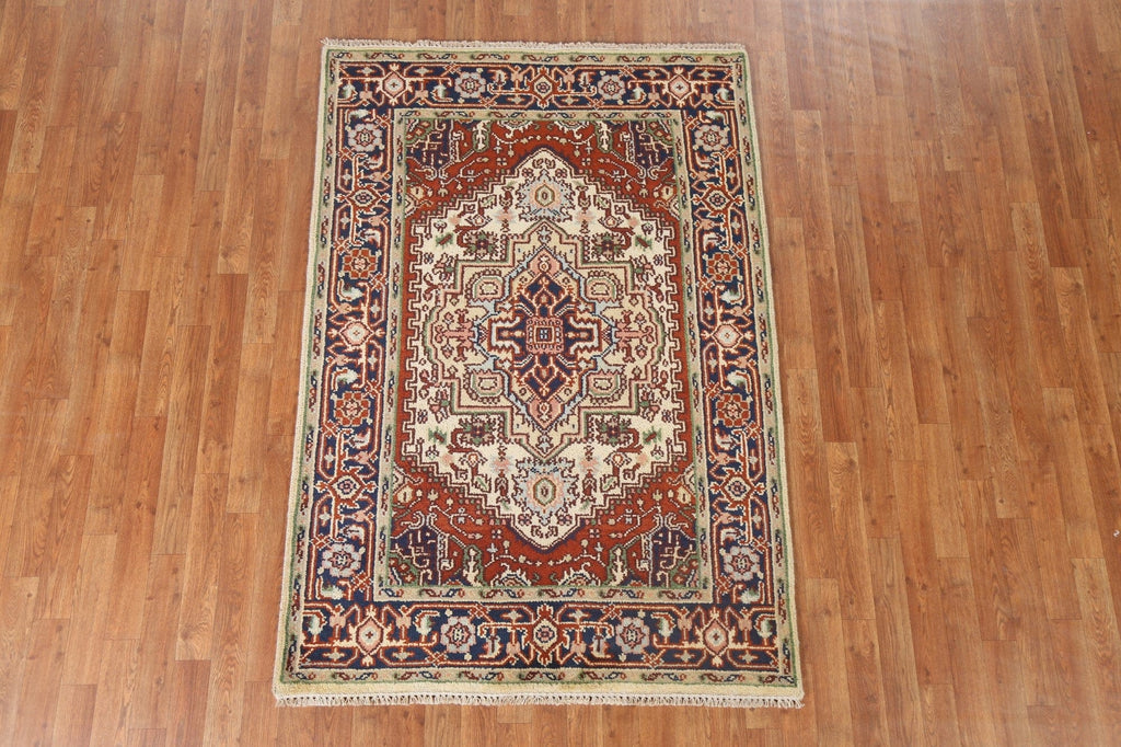 Handmade Heriz Serapi Oriental Wool Rug 4x6