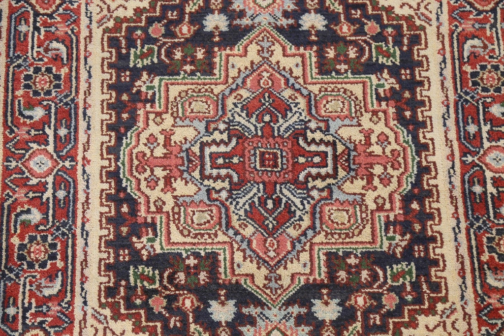 Navy Blue Geometric Heriz Serapi Oriental Area Rug 4x6