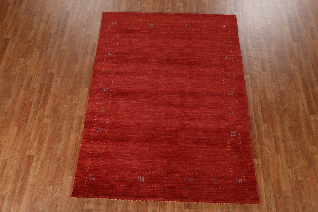 Red Handmade Gabbeh Oriental Area Rug 6x8