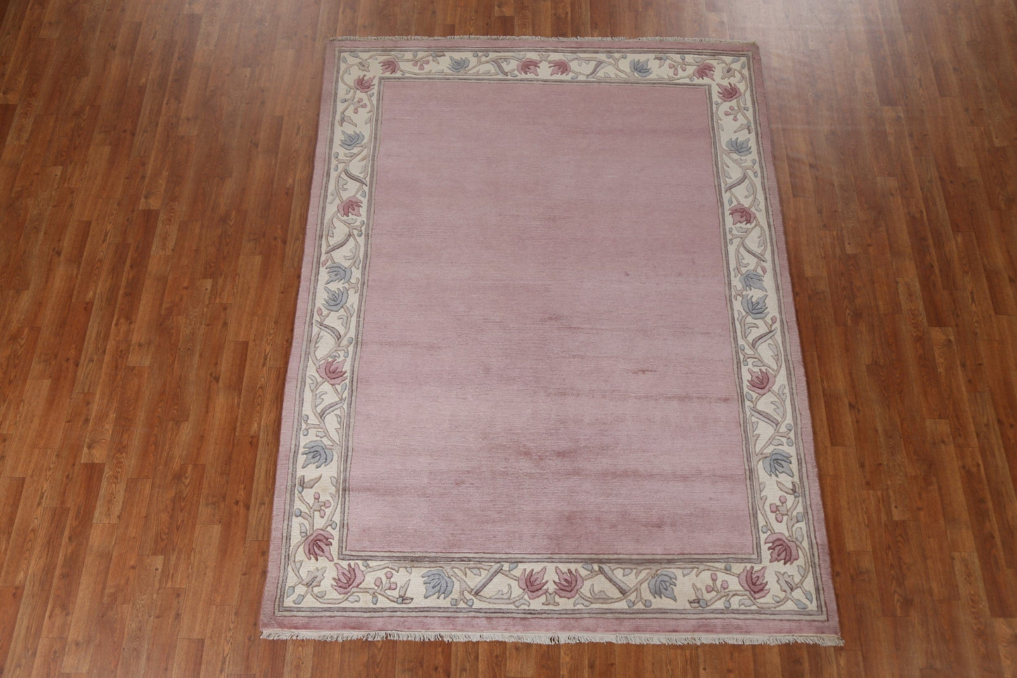 Light Pink Wool Nepalese Oriental Handmade Rug 6x8