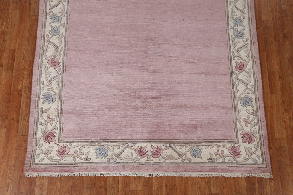 Light Pink Wool Nepalese Oriental Handmade Rug 6x8