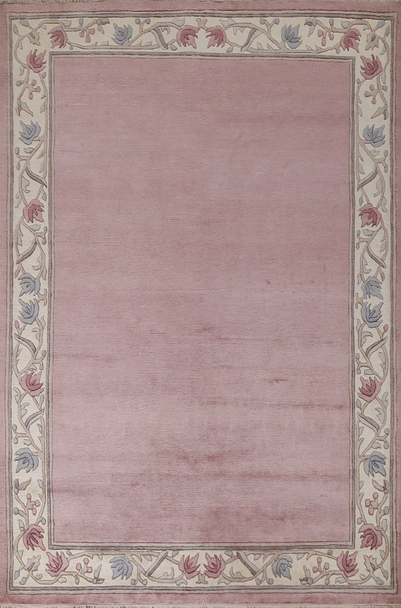 Light Pink Wool Nepalese Oriental Handmade Rug 6x8