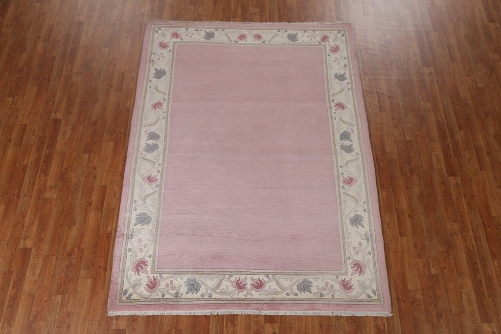 Light Pink Handmade Nepalese Oriental Wool Rug 6x8