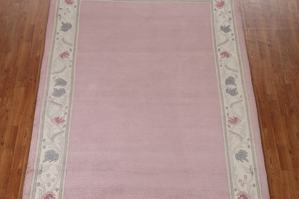 Light Pink Handmade Nepalese Oriental Wool Rug 6x8