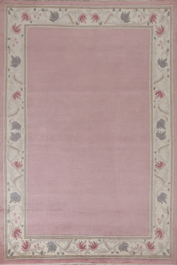 Light Pink Handmade Nepalese Oriental Wool Rug 6x8