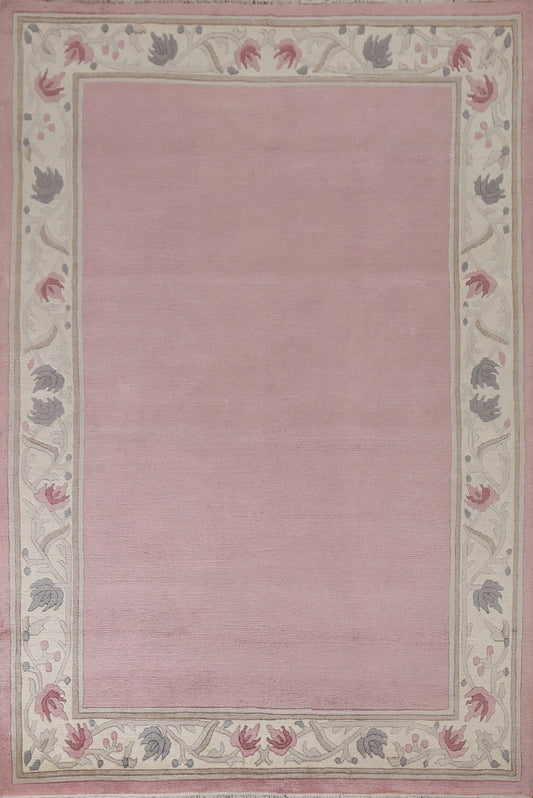 Light Pink Handmade Nepalese Oriental Wool Rug 6x8