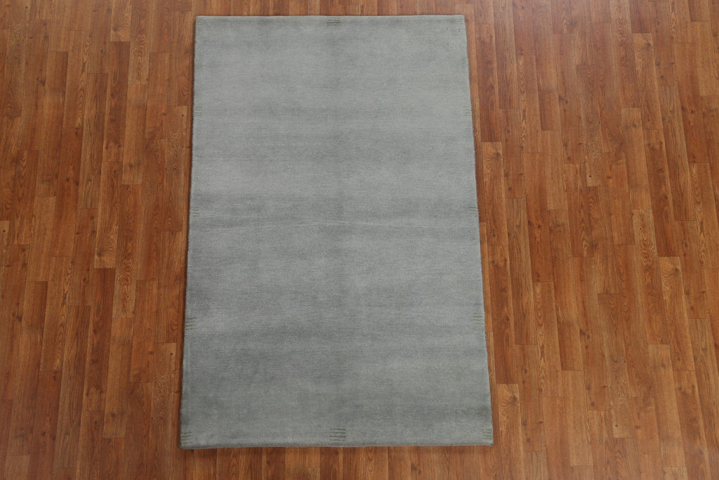 Contemporary Gray Gabbeh Oriental Wool Rug 4x6