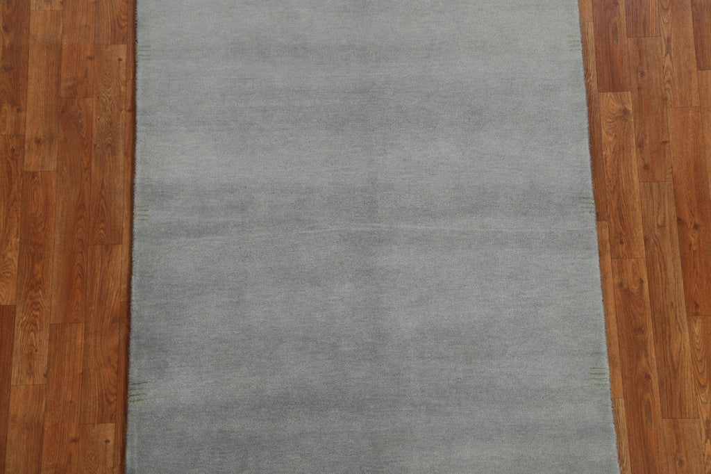 Contemporary Gray Gabbeh Oriental Wool Rug 4x6