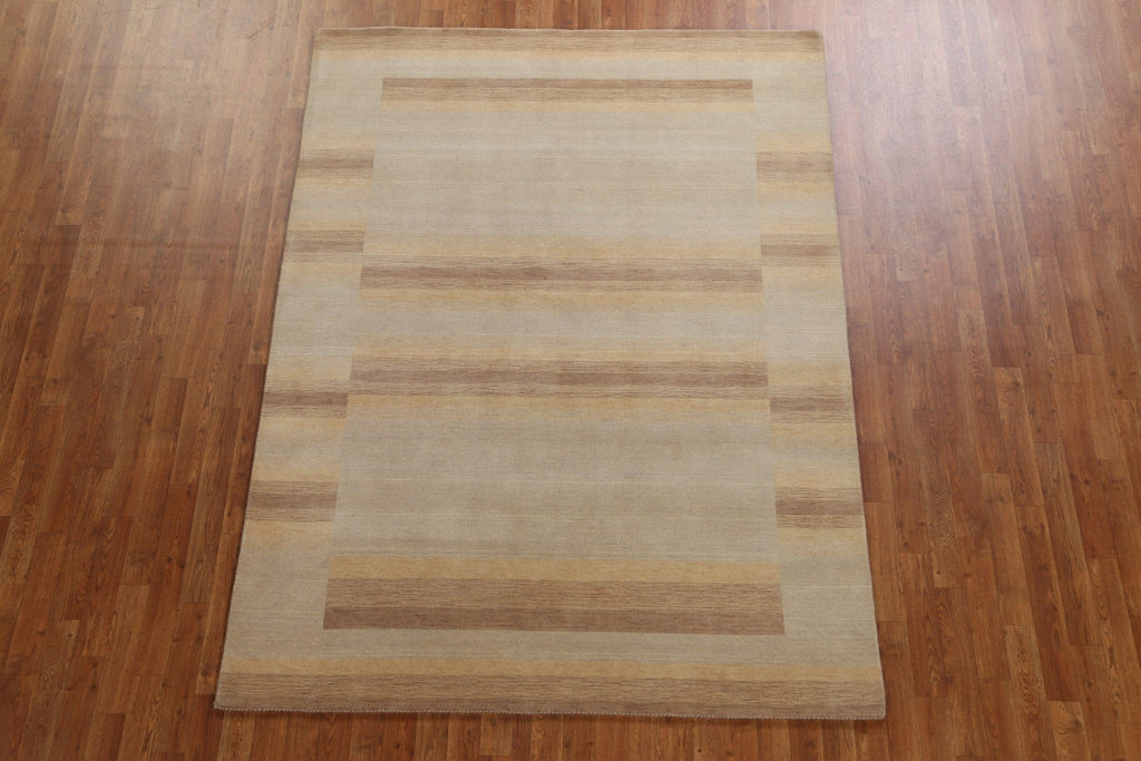 Striped Wool Gabbeh Oriental Area Rug 6x8