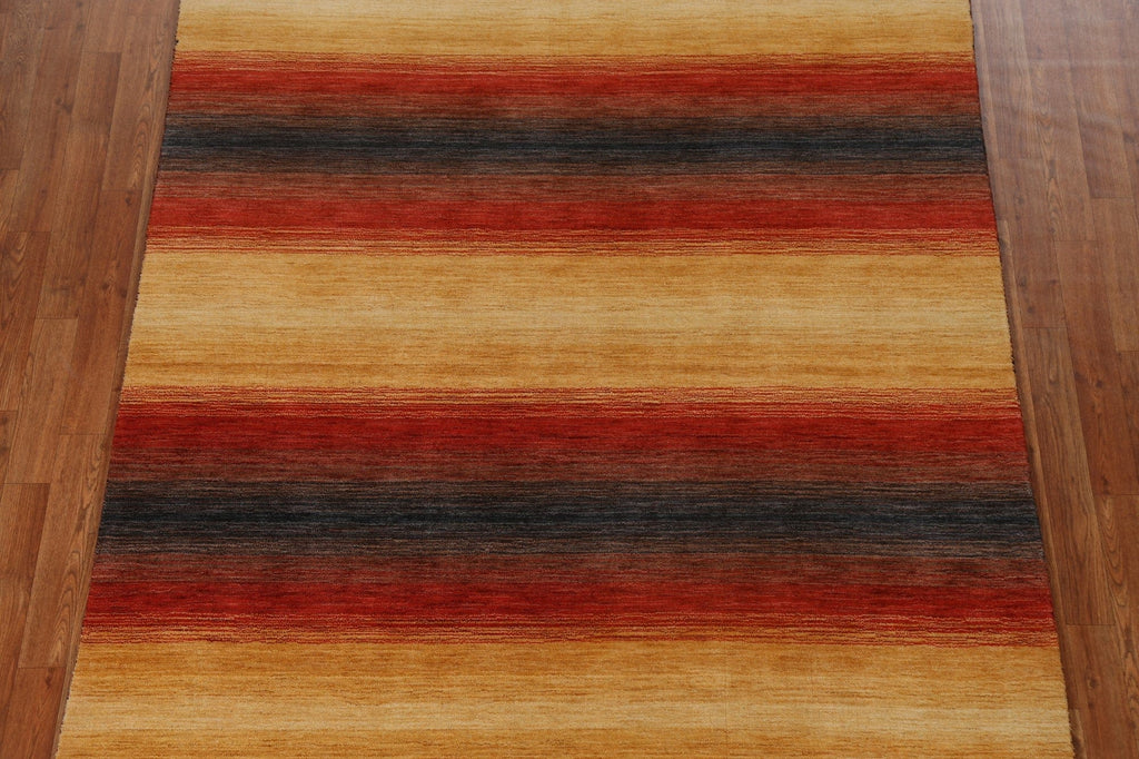 Stripe Wool Gabbeh Oriental Area Rug 6x8