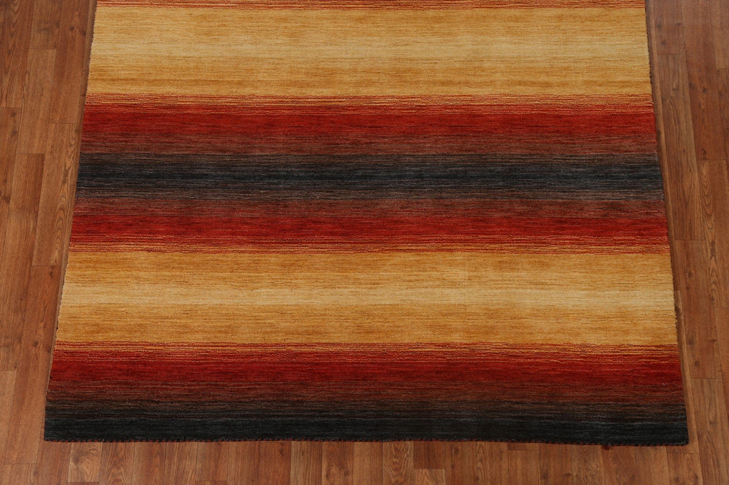 Stripe Wool Gabbeh Oriental Area Rug 6x8