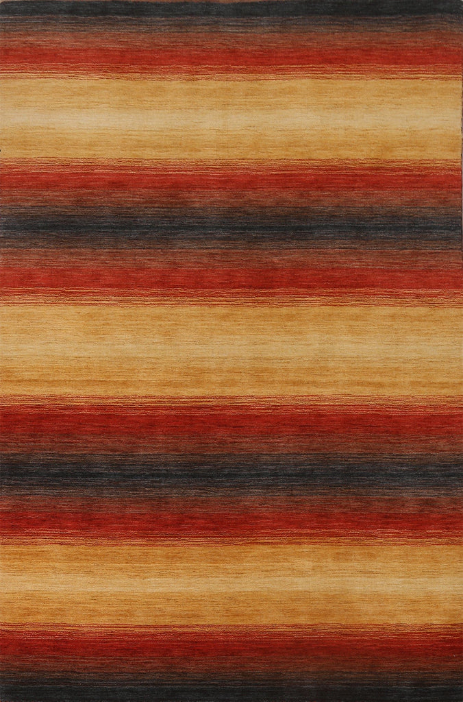 Stripe Wool Gabbeh Oriental Area Rug 6x8