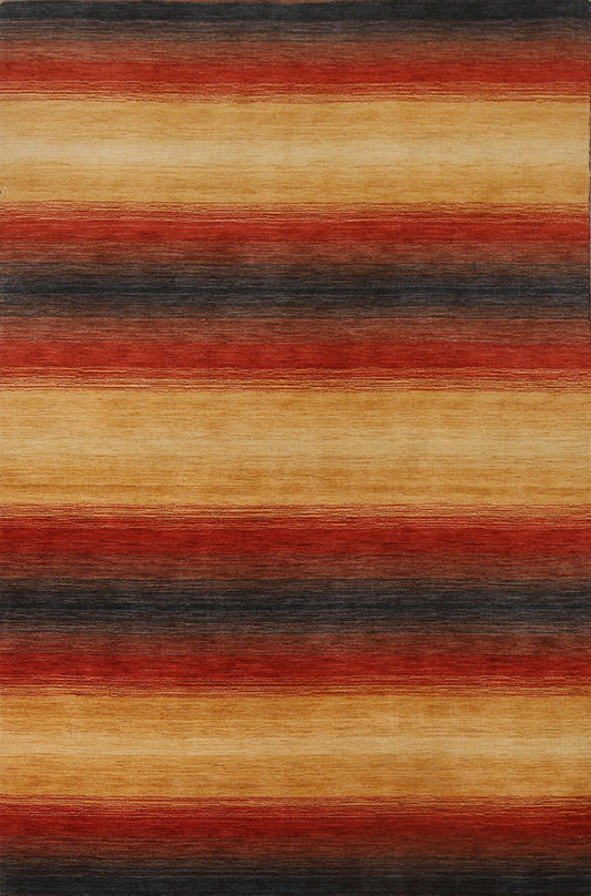 Stripe Wool Gabbeh Oriental Area Rug 6x8