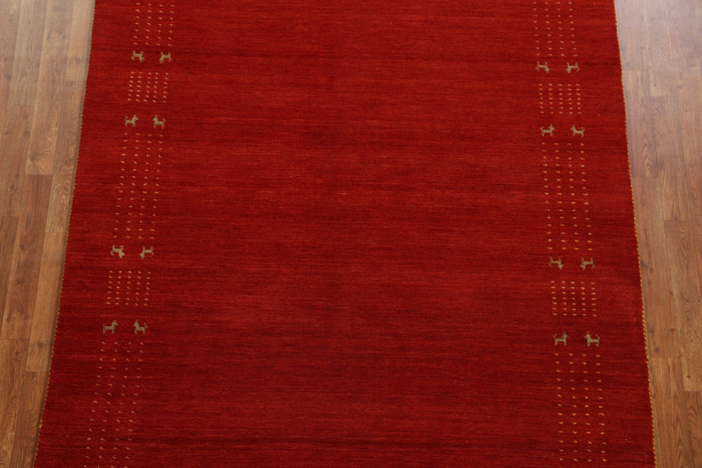 Red Handmade Gabbeh Oriental Area Rug 6x8