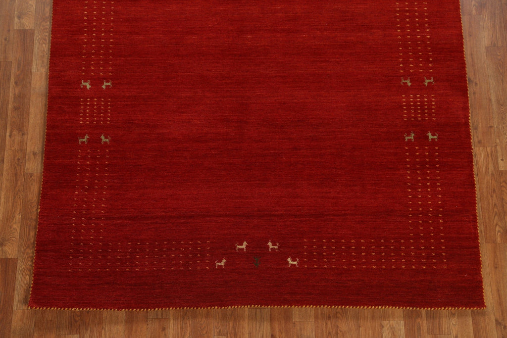 Red Handmade Gabbeh Oriental Area Rug 6x8