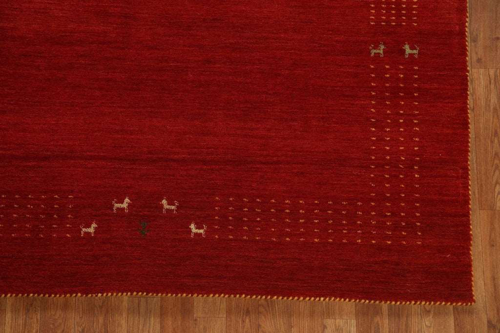 Red Handmade Gabbeh Oriental Area Rug 6x8